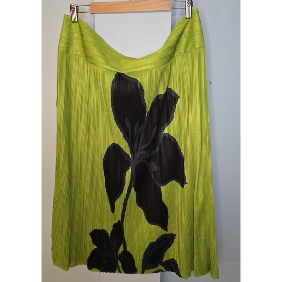 New Rare ELOQUII Women Skirt 16 High Waisted Knit Pleated Midi Skirt green - Picture 2 of 7